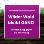 Der Wilde Wald wird nicht gefällt! Wilder Wald bleibt ganz! Vorbereitung gegen die Teilrodung